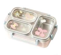 Conteneur Alimentaire Acier 3 Compartiments Isotherme(3 grid Pink) | 3 sections séparées, garde chaud froid, design compact, transport sûr, couleurs disponibles