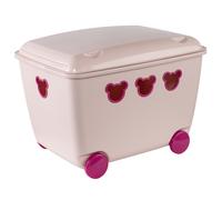 Conteneur Boîte à jouet avec roues 55 L Teddy Bleu Blanc Rose