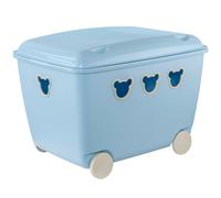 Conteneur Boîte à jouet avec roues 55 L Teddy Bleu Blanc Rose