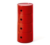 Kartell Componibili, Conteneur 4 éléments, Rouge, Base ronde