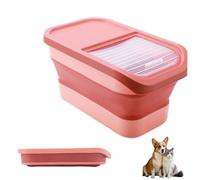 Conteneur Croquettes Chien 8 Kg, Avec Couvercle Rabattable Roues, De Stockage De Nourriture Pour Animaux, Résistant À La Moisissure Et À L'Humidité, Grande Boîte Pliable Pour Chien Et Chat (Rose)