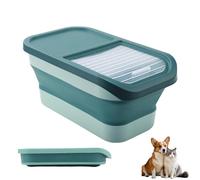 Conteneur Croquettes Chien 8 Kg, Avec Couvercle Rabattable Roues, De Stockage De Nourriture Pour Animaux, Résistant À La Moisissure Et À L'Humidité, Grande Boîte Pliable Pour Chien Et Chat (Vert)