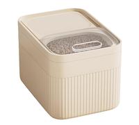 Conteneur croquettes Chien et Chats,Boite pour Animaux en plastique,Un Verre doseur, Rangement Hermétique Anti-Odeurs, pour aliments, nourriture animaux de compagnie (White, M)