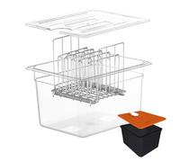 Conteneur Cuisson sous Vide Basse Température 12L, Recipient pour Thermoplongeur avec Manchon et Étagère en Silicone, Compatible avec Plupart des Appareils Sous Vide