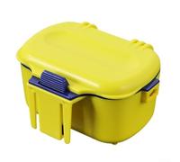 Conteneur d'appâts de pêche isotherme en plastique avec boucle de circulation d'air sécurisée et séparateur amovible, compact et léger, jaune pour la pêche, le transport et l'utilisation sur le