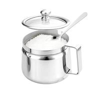 Conteneur d'assaisonnement : pots à épices en acier inoxydable pour cuisine, thé, sucre, sel 500 ml, pot d'assaisonnement multifonction avec couvercle et cuillère