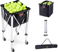 Conteneur de balles de tennis pliable VEVOR, peut contenir 150 balles de tennis, chariot léger pour balles de tennis en alliage d'aluminium avec roues, sac amovible, sac de transport, chariot d'appren