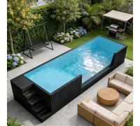 Conteneur de fenêtre de visualisation pour piscine 3 m/20 pi modulaire | Le panneau latéral en verre de sécurité trempé crée une oasis moderne avec système de circulation intégré pour les jardins