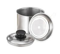 Conteneur de graisse - récipient d'huile, accumulation de graisse dans un pot avec couvercle, pot d'accumulation d'huile enduit d'émail | Porte d'égouttement de bacon, de graisse antia