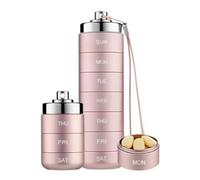 Conteneur de pilules de voyage : boîte de pilule hebdomadaire portable, support de pilule en métal étanche | Organisateur de pilules compact avec 7 sections, boîte de rangement de médicaments i