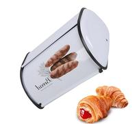 Conteneur de rangement de pain - boîte à pain pour comptoir de cuisine dans le style de la maison de campagne | Boîte de brot à couvercle de rouleau en bois | Récipient alimentaire multifonctionnel po