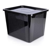 Conteneur de stockage avec couvercle - VILDE - 30L - 40x33x30 cm - Noir - Empilable - Coins arrondis