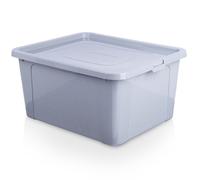 Pojemnik de rangement en plastique - VILDE - 20L - 40x33x20 cm - Gris clair - Couvercle sécurisé - Empilable