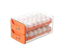 Conteneur de Stockage D'œufs à Double Couche, Tiroir à œufs Transparent à Fente Indépendante Allongée pour Réfrigérateur (ORANGE)