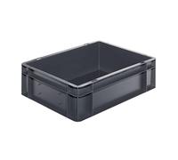 Conteneur de transport gerbables L400xl300xH120 mm gris PP parois latérales fermées 1 pièces