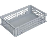 Conteneur de transport L600xl400xH150mm gris PP, paroi ajourée, taille de passage