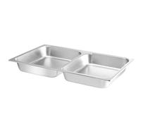 Hendi Bac GN 1/1 pour chafing dish - 2 compartiments (2×3,45 L) - Inox 530x325x65 mm