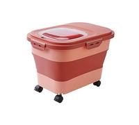Conteneur Hermétique pour Aliments Animaux Boîte Pliable avec Fermeture à Pression Bac à Grains avec Roues Récipient à Clapet Adapté pour Chien Chat, Rose