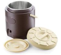 WAS 3753 120 Boîte à théière isotherme en plastique avec couvercle à vis et poignée de transport Marron 12 l 30 cm Ø 34 cm Hauteur 12 l