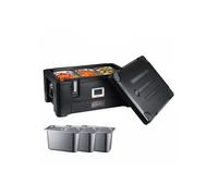 Conteneur Isotherme 30 L, LLDPE, 3 Bacs Alimentaires Inox, pour Traiteur Restauration Cantine