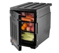 Conteneur Isotherme - VEVOR - 640 mm x 435 mm x 600 mm, avec doubles boucles,90 L,noire,pour restaurant,cantine,etc.r