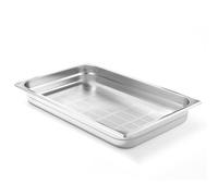 HENDI Bac Gastronorme, GN 1/1, avec fond perforé uniquement, récipient GN, empilable, bords lisses, résistant à la température de -40° à 300°C, 9L, hauteur: 65mm, inox 18/10