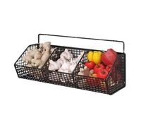 Conteneur pour ingrédients - Conteneur pour ingrédients à 3 compartiments | Organisateur pour pommes de terre | Étagère peu encombrante pour cuisine | Organisateur mural pour oignons, pommes de terre