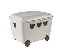 Conteneur Boîte à jouet avec roues 55 L Teddy Bleu Blanc Rose
