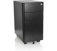 hjh OFFICE 743017 Caisson à roulettes étroit Color I Acier Noir Armoire à tiroirs avec roulettes, dossiers Suspendus A4, verrouillable
