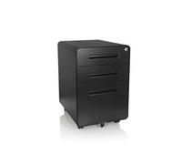 hjh OFFICE 743014 Caisson à roulettes Color Plus I Acier Noir Armoire à tiroirs avec roulettes, dossiers Suspendus A4, verrouillable