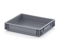 Conteneur superposable en plastique PE-HD pour stockage et fermentation des pâte à pizza, pâte à pain, aliments, contenance 7 L (400 x 300 x 75 mm), gris, 6.9 Litres