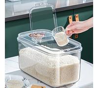 Conteneur Transparent de Stockage de Grains de Riz, Récipient de Seau de Nourriture de Preuve D'insectes avec Couvercle à Rabot(5KG Transparent Blanc)
