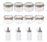 Conteneurs d'assaisonnement de 12 pcs, bouteilles de compression condiments en plastique portables avec boîte ronde et carrée, pots d'épices, accessoires cuisine faciles à nettoyer pour la mais