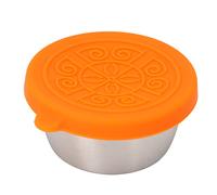 Conteneurs d'assaisonnement en acier inoxydable 50 ml Coupe séparée pour sauce portable étanche aux fuites séparée avec couvercle de salon de beauté (Couvercle orange et tasse en acier