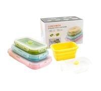 Conteneurs de rangement alimentaires en silicone, organisateur pliable, ensemble de boîte à déjeuner réutilisable, étanche pour les fuites, résistant aux odeurs, économie d'espace, micro-onde