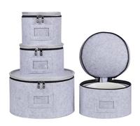 Conteneurs de rangement chinois, lot de 4 conteneurs de rangement empilable pour vaisselle fine, étui rigide pour l'organisation, conteneurs de rangement pour vaisselle, organiseur de plats avec