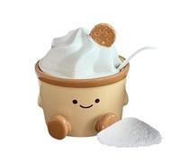 Conteneurs de sel de comptoir - Pot en céramique avec dessins animés avec couvercle et cuillère - Conteneur de sel de mer | Pour cuisine, pique-nique, table, assaisonnement pour la cuisson, la