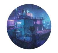 Conteneurs d'expédition Cyberpunk Rond Puzzle 120 Pièces pour Adultes Enfants Forme d'animal Classique DIY Résumé Chaleureuse Paysage des Art Activité Jouets 120 PCS