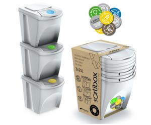 Conteneurs Mixtes Tri sélectif avec 3x25L compartiments 3 couleurs