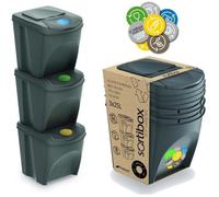 Lot de 3 bacs de recyclage d'une capacité de 75 litres en couleur grise