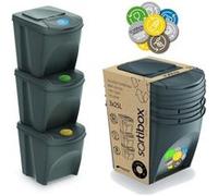 Lot de 3 bacs de recyclage d'une capacité de 75 litres en couleur grise