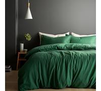 Content by Terence Conran Parure de lit décontractée en Coton et Lin avec Housse de Couette et taies d'oreiller Vert forêt