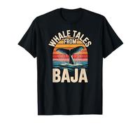 Contes de Baleines de la Baja Retro Ocean Coucher de Soleil sur la Vie Marine Mexicaine T-Shirt
