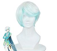 Contes de Zestiria la perruque de Cosplay X Mikleo courte perruque de cheveux synthétiques Ombre blanche et bleue pour le carnaval de fête d'halloween