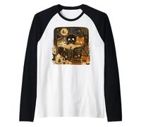 Contes effrayants pour Chats Curieux Halloween Lecture Chatons Manche Raglan