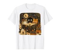 Contes effrayants pour Chats Curieux Halloween Lecture Chatons T-Shirt Graphique avec Valeur
