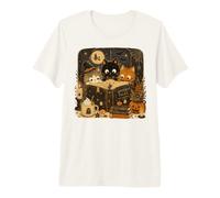 Contes effrayants pour Chats Curieux Halloween Lecture Chatons T-Shirt Haut de Gamme