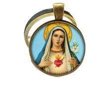 CONTIA Porte-clés Vierge Marie religieuse chrétienne religieuse religieuse spirituelle catholique bijoux verre photo bijoux, bronze, 25