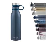 Contigo Matterhorn Isotherme, Grande Gourde, Acier Inoxydable avec Isolation Thermalock, Bouteille d’Eau sans BPA avec Bouchon vissable, entièrement étanche, 590 ML Unisex-Adult, Blueberry Transsatin