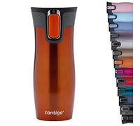 Contigo West Loop Autoseal Travel, Thermique en acier inoxydable, Fiole à vide, Gobelet étanche, Tasse à café avec couvercle facile à nettoyer sans BPA, Mandarine, 470 ml